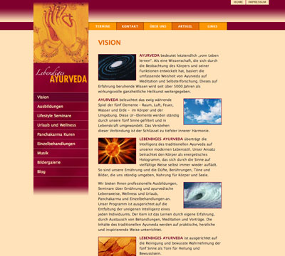Website Lebendiges Ayurveda