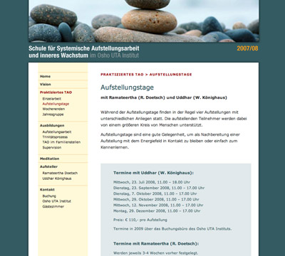 Website Schule für Systemische Aufstellungsarbeit und inneres Wachstum